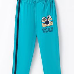 Tango Single Jersey Knit Full Length Lounge Pant With Text Print - Aqua Blue-image-86