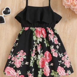 Bolly Lounge Sleeveless Ruffle Detailed Floral Printed Dress - Black-image-88