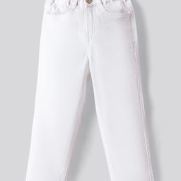 Primo Gino Woven Full Length Washed Paper Bag Waist Jeans - White-image-32