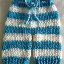 Knits & Knots Handmade Colour Blocked Pajama - Blue & White-picture-32