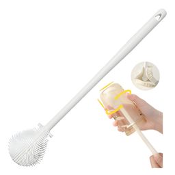 COZY VIBES Multi-Functional Silicone Bottle Cleaning Brush Scrubber Brushes for Cup Cleaner Brush Long Handle Portable Cleaning Brush Soft Water Bottle Brush - PACK OF 1 - COLOR MAY VARY-86