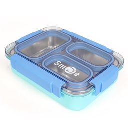 New PinchPremium Leakproof 3 Compartment lunch Box, Stainless Steel Insulated Lunchbox - Blue-23