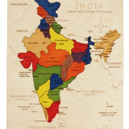 Ekoplay Wooden India Map Jigsaw Puzzle for Kids, 22 Pieces, Learning & Educational Toy Gift for Ages 3+-12