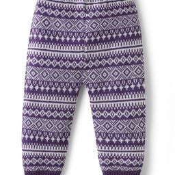 Babyhug Knit Full Length Fleece Pant with Design - Purple-image-55
