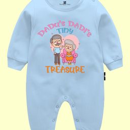 The Peppy Tend 100% Cotton Family Theme Full Sleeves Dadu Dadis Little Treasure Text Printed Romper - Blue-image-68