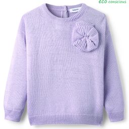 Babyoye 100% Cotton Knit Full Sleeves Pullover with Floral Applique - Purple-image-60
