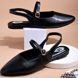 Shoetopia Solid Buckle Closure Sandals - Black-image-53