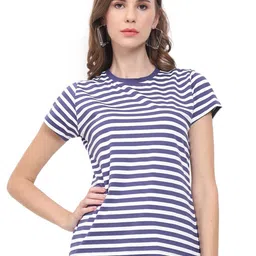 God's Club Women Striped Nautical Slim Fit Cotton T-shirt-picture-37