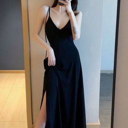 DressBerry Women Plunge Neck Maxi Dress-image-9