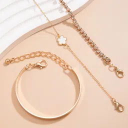 Jewels Galaxy Women 3 Crystals Gold-Plated Charm Bracelet-picture-7