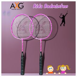 axg new goal AXG Durable & Stylish Design 2 Racquets with 3 feather shuttles, net and cover Badminton Kit (Pink) image 2