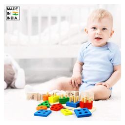 Sanjary Wooden Blocks Geometric Shape (Color May Vary) image 2