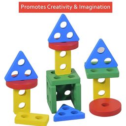 Sanjary Wooden Blocks Geometric Shape (Color May Vary) image 5