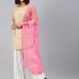 WEAVERS VILLA Pink Embroidered Dupatta-43