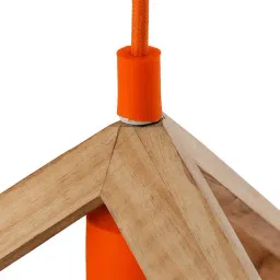 Homesake Beige Hanging Cube Lamp with Orange Silicone Socket Holder - Set of 1 (Bulb not included) image 3