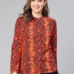 Oxolloxo Orange & Black Printed Shirt-image-30
