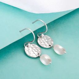 GIVA 92.5 Sterling Silver Hammered Drop Earrings for Women-picture-18