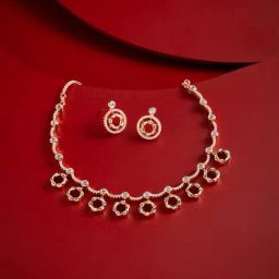 Kushal's Fashion Jewellery White Golden Set for Women-picture-17