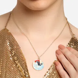Zaveri Pearls Set of 2 Multicolor Enamelled Dolphin & Triangular Pendant & Chain-ZPFK16833 image 3