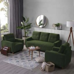 Sleepyhead Yolo Avocado Green Fabric 3+1+1 Seater Sofa Set-image-28