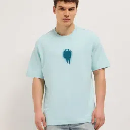 The Bear House Blue Oversized Printed T-Shirt-image-74