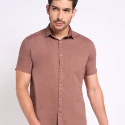 Peregrine By Pantaloons Brown Cotton Regular Fit Shirt-image-52