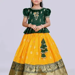 White Button Girls Embroidered Ready to Wear Lehenga &-image-83