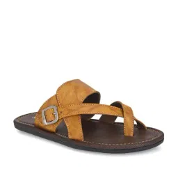 Shences Men's Tan Cross Strap Sandals-image-7