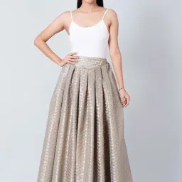 First Resort By Ramola Bachchan Grey Brocade Skirt-image-42