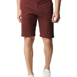 Basics Comfort Fit Syrah Red Pure Cotton Twill Shorts-picture-34