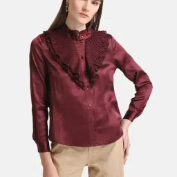 Kazo Maroon Regular Fit Shirt-picture-3