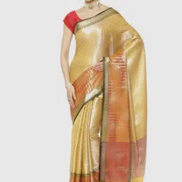 Banarasi Silk Works Yellow Woven Saree With Unstitched Blouse-picture-36
