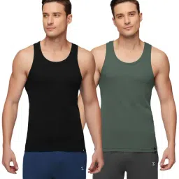 XYXX Black & Green Regular Fit Vest - Pack of 2-image-79