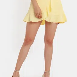 Zink London Yellow Mini Skirt-image-51
