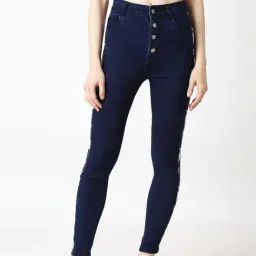 Miss Chase Navy High Rise Patchwork Jeans-picture-5