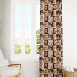 POORAK Brown & Yellow Floral Printed Sheer Door Curtain-14