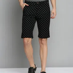 SHOW OFF Black Cotton Regular Fit Printed Shorts-image-74