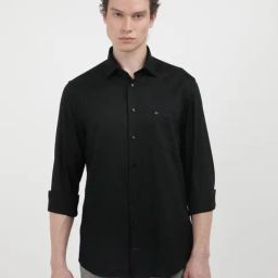 Tommy Hilfiger Black Cotton Regular Fit Structured Shirt-image-14