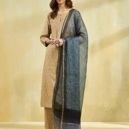 Fabindia Black Silk Blend Hand Block Printed Dupatta-26