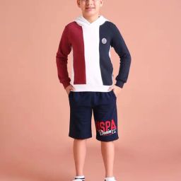 U.S. Polo Assn. Kids White & Red Cotton Color Block Full Sleeves Hoodie-image-13
