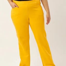 theRebelinme Yellow Fleece Solid Casual Trousers-picture-18