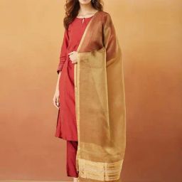 Fabindia Beige Woven Pattern Dupatta-image-21