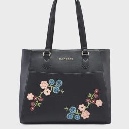 Caprese Erica Black Floral Medium Tote Handbag-image-74