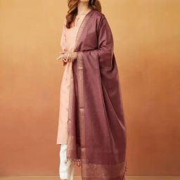 Fabindia Maroon Woven Pattern Dupatta-image-29