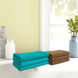 Spaces SEASONS BEST QD Green & Brown Cotton 380 GSM Hand Towel - Set of 6-image-52