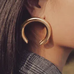Joker & Witch Rose Gold Fluid metallic Half Moon Stud Earrings-image-64