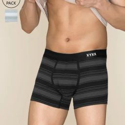 XYXX Smoke Black & Cloud Grey Cotton Regular Fit Striped Trunks - Pack Of 2-picture-33