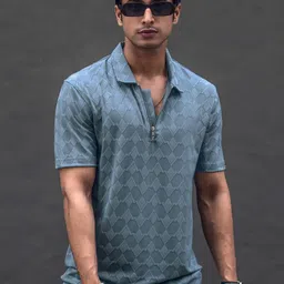 Maniac Men Self Design Polo Collar Cotton T-shirt-picture-46