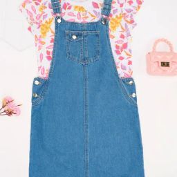 Pantaloons Junior Medium Blue Blue Dungarees-picture-9