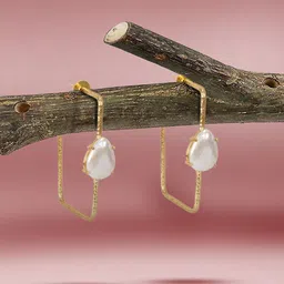 Yinara Gold Plated Pearls Studded Contemporary Drop Earrings-41